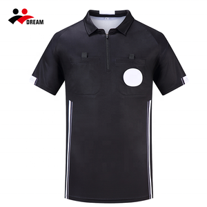Factory Wholesale <strong>Polyester</strong> Sublimated Quick Dry Quarter Zip Soccer Polo Referee Jersey Custom logo Men Football Referee <strong>Shirt</strong> - Product Image 3