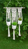 Gantungan tanaman Macrame manik-manik dengan berbagai ukuran tali katun untuk pot tanaman gantung taman di dinding