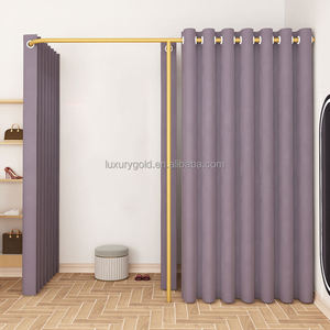 Cửa Hàng Quần Áo Màu Tùy Chỉnh Phòng Thay Đồ Cửa Hàng Bằng Thép Không Gỉ Sang Trọng Gắn Tường Phòng Phù Hợp Màu Vàng Thay Đổi Có Rèm - Product Image 4