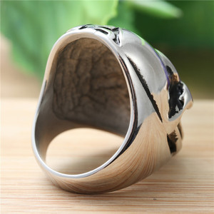Anillo de Calavera Plateado para Hombre, Joyería Punk, Estilo Retro, Engaste de Bisel 27038 - Product Image 2