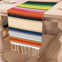 Chemin de table mexicain Serape à rayures, décoration de mariage, fête, pique-nique en extérieur, technique tissée, 35x215CM, multicolore
