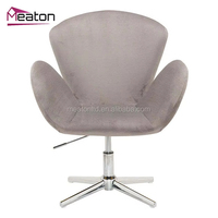 Chaise longue confortable rembourrée fauteuil en velours pivotant à fleurs rouges à dossier incurvé
