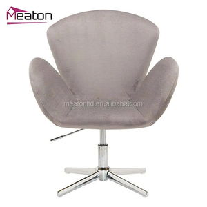 Cómodo Sillón tapizado con respaldo curvo, sillón giratorio de terciopelo con flores rojas - Product Image 3