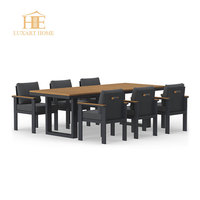Ensemble de salle à manger d'extérieur Tevara en teck et aluminium rectangulaire, 7 pièces, pour 6 personnes