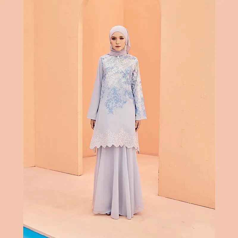 SIPO Eid Beautiful Lace Design Malásia Islamic Ethnic Clothing Moda Moderna Baju Kebaya Elegante Abaya Hotsale Baju Kurung