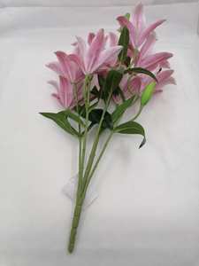 Fleur artificielle de lys de Chine simulée, bouquet de fleurs de lys au toucher réel parfumé pour la décoration intérieure - Product Image 6