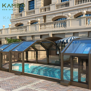 Design moderno professionale serra pieghevole Standalone mobile veranda a cupola tetto per piscina - Product Image 3