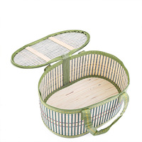 Panier de rangement ovale en bambou portable en gros d'usine emballage de boîte-cadeau pliant créatif