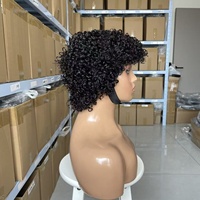 Perruque Courte Bouclée Africaine 12A, Entièrement Faite à la Machine, Sans Lacet, Style Africain, Boucles Souples, Idéale pour un Usage Quotidien