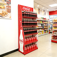 Étagère de présentation de boissons métallique robuste à 5 niveaux, personnalisable, pour supermarché et commerce de détail