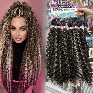 Set di Ciocche di Capelli FUTURA in Fibra di Alta Qualità, Ricci Ariel 24 Pollici, Texture Morbida e Elastica, Colore Biondo e Marrone con Riflessi per Donne - Product Image 1