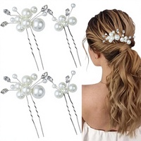 Accessoires de cheveux élégants pour mariée, lot de 6, perles œil de cheval, cristaux, alliage plaqué or, épingle à cheveux en forme de U