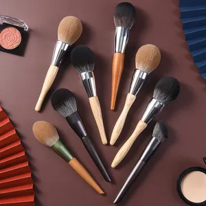 Wood Handle Fluffy Super Soft Hair Synthetic Fiber Big Blush Brushes Wood Make Up Powder Blusher Single Makeup Brush