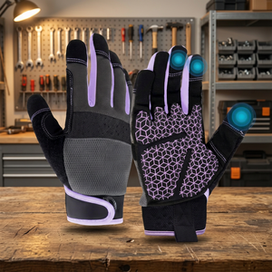 Gants anti-choc JNA GROUP, noirs, avec bouts des doigts texturés en PU, bracelet élastique antidérapant, sans latex, 7 oz, 16 pouces - Product Image 3