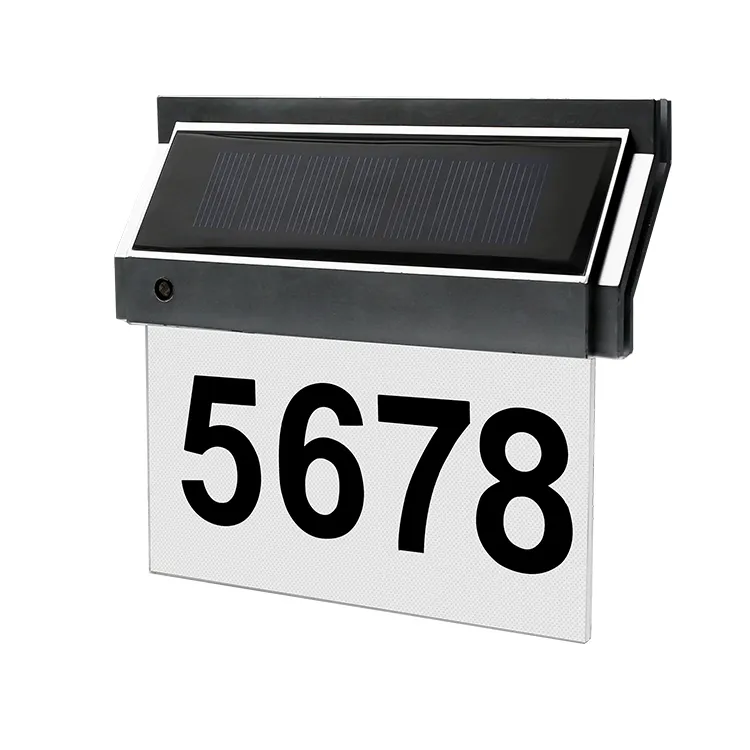 Letrero de dirección de luz de número de casa Solar LED LOYAL iluminado para placa de puerta de jardín de casa