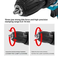 Perceuse à percussion multifonction rechargeable sans fil à batterie lithium-ion pour le commerce extérieur, avec tournevis et fonction réversible