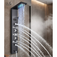 Mitigeur de douche mural de luxe Yake en acier inoxydable, ensemble de douche intelligent avec panneau, jet de pluie et jet doux pour appartement
