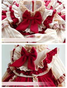 Vestito Lolita per Bambina <span class=keywords><strong>Autunno</strong></span>-Inverno 2025, Abito Retrò con Maniche Lunghe e Accessori, Stile Fragola - Product Image 3