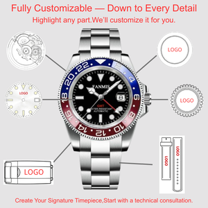 Relojes para Hombre con Logotipo Personalizado, Relojes Automáticos NH34 <span class=keywords><strong>GMT</strong></span> de 40MM con Fecha y Calendario - Product Image 2