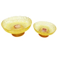 En gros, Bol à fruits sur piédestal en verre ambré martelé, Assiette à collation, Qualité alimentaire, Logo personnalisé, pour la décoration d'hôtels et de maisons, Centre de table de mariage