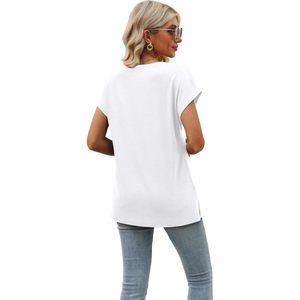 Camisetas de Verano para Mujer, Manga Corta, Cuello en V, Corte Holgado, 100% Algodón, Tejido Jersey Transpirable - Product Image 4