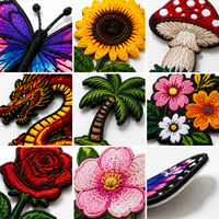 Patchs brodés personnalisés Papillon Tournesol Champignon Dragon Palmier Fleur à coudre ou thermocollants pour vêtements