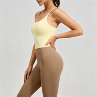 Ensemble de yoga pour femmes, haut court minimaliste à col carré et fines bretelles, pantalon skinny, tenue de sport décontractée pour le quotidien et les activités de plein air, style européen