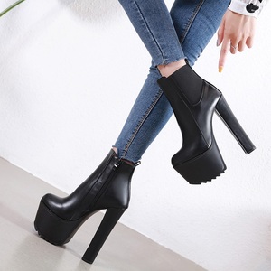 Nouvelles Bottes Femme Tout-Terrain à Talons Hauts 2025 – Bottes Épaisses en Tissu Élastique à Talon de 16 cm et Semelle Épaisse - Product Image 4