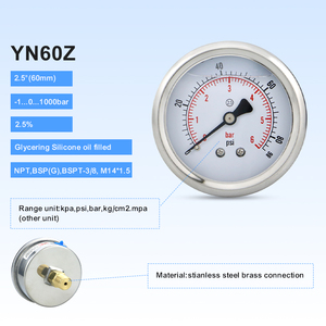 Multifunctionele 100 bar hydraulische manometer, slagvast, 63 mm, vloeistofgevulde drukmeter - Product Image 3