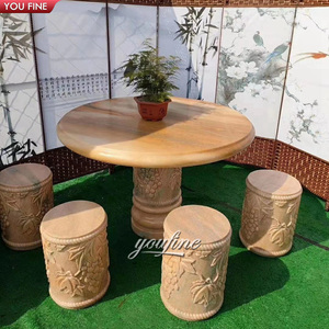 <span class=keywords><strong>Table</strong></span> ronde <span class=keywords><strong>en</strong></span> marbre de <span class=keywords><strong>pierre</strong></span> naturelle sculptée à la main <span class=keywords><strong>pour</strong></span> <span class=keywords><strong>jardin</strong></span> extérieur avec bancs et sièges - Product Image 2