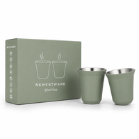 Tasse à expresso classique en acier inoxydable de 80 ml avec finition miroir, tasse à café barista à double paroi isolée sous vide