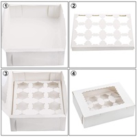 Boîtes à cupcakes personnalisées en papier blanc avec fenêtre, inserts gaufrés, emballage pour gâteaux d'anniversaire et de fête, conteneur pour pâtisseries