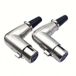 Connecteur XLR 3 broches femelle à <span class=keywords><strong>souder</strong></span>, prise <span class=keywords><strong>jack</strong></span> audio XLR coudée à 90 degrés, <span class=keywords><strong>mini</strong></span> connecteur XLR 3 broches angulaire - Product Image 1