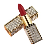 Bling or luxe diamant tube rouge à lèvres végétalien haute pigment velours rouge à lèvres marque privée longue durée imperméable mat rouge à lèvres