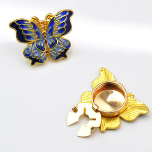 JFRB211新製品Diyオイルドリップブルー<span class=keywords><strong>Cloisonne</strong></span>バタフライ合金ボタンカバー手作り材料直接供給 - Product Image 5