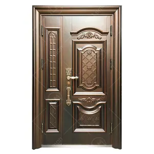 High-end customized design luxury commercial apartment steel door security copper color steel door