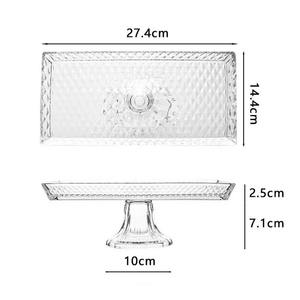 Vente en gros Plateau en verre transparent pour décoration intérieure de luxe Assiette à gâteau rectangulaire Assiette à fruits avec <span class=keywords><strong>pied</strong></span> - Product Image 6