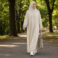 Robe tunique à capuche personnalisée pour femmes musulmanes, hijab intégré, poignets élastiques, coupe ample, maxi, couvrance totale, sur commande 2026