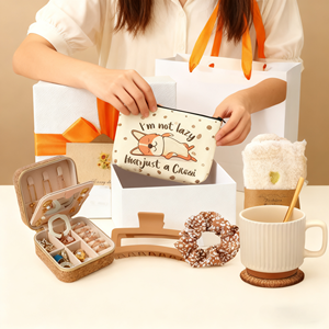 Caja de Regalo de Lujo para Mujer - Pinza para el Cabello con Diseño Floral, Taza de Café de Cerámica y Bolsa de Maquillaje con Diseño de Corgi - Set de Regalo Ideal para Cumpleaños/Navidad - Product Image 3