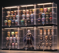 Vitrine en acrylique éclairée par LED, présentoir empilable pour figurines de collection, boîte de présentation en acrylique pour figurines d'action avec LED