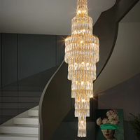 ODM/OEM Nouveau Creative Hôtel Hall Escalier De Luxe K9 Cristal Suspension Lampe Haute Qualité Corps En Acier Inoxydable Led lustre Lumière