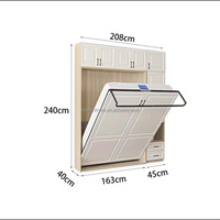 Lit escamotable moderne en bois avec armoire intégrée, design pliable, couleur et taille personnalisables, meuble de rangement pour chambre à coucher, taille Queen/King
