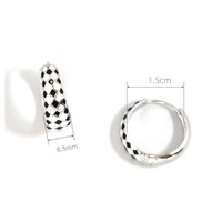 Créole en argent sterling 925, créoles à carreaux, boucles d'oreilles en plaqué or, bijoux huggie pour femmes