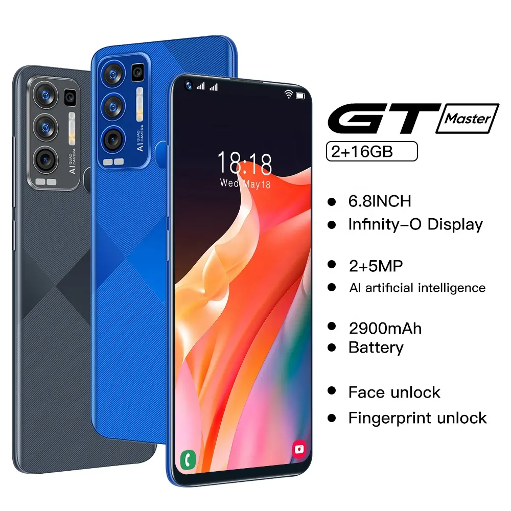 GT Master Ponsel Pintar 3G 6.8 Inci, Ponsel Android Sim Ganda 2 + 16 GB Layar Infinity-O 6.8 Inci