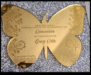 Personalizable de lujo dulce 15 años Quinceañera bebé azul mariposa transparente acrílico quince invitaciones <span class=keywords><strong>pergamino</strong></span> para xv anos - Product Image 3