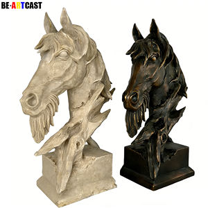 Decoração Moderna para Casa Escultura de Cabeça de Cavalo em Resina Retro Estilo Americano Pintada à Mão Estátua de Animal Presente Empresarial - Product Image 1