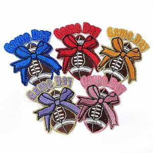 Iron on Embroidery Glitter Edge Colorful Game Day Patch for Clothes <b>Hat</b> Decoration Gift - Product Image 1