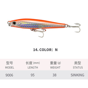 Esca Artificiale Affondante <span class=keywords><strong>Mino</strong></span> 95mm/38g per Pesca in Mare, Esca Bionica per Spigola 9006 - Product Image 4