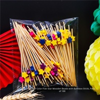 ESTICK Piques à cocktail en bambou à usage unique, 100 unités, pics à fruits, pics à perles acryliques pour événements traiteur et décoration de table