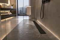 Drain de douche linéaire en cuivre de 24 pouces, design invisible, avec insert pour carrelage, drain de sol rectangulaire pour salle de bain